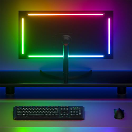 Lumtang USB 4-Lane 27-inch PC Monitor Backlight, RGBIC LED Light Strip Synchronized with Screen Color and Music for Games, Movies, etc. Easy to use Without Camera, Software Control (24 inch)
