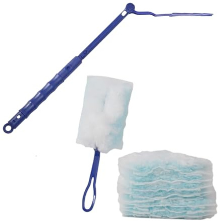 BRTNUP Flash Dust Magnet, Disposable Dust Magnet and Refills Kit with Handle, Fluffy Dusters Refills for Household Cleaning and Dust Removal (1 Long Handle, 1 Short Handle, 20 Duster Refills)