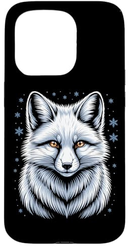 Snowy Arctic Fox Face With Amber Eyes And Snowflakes Case for iPhone 15 Pro