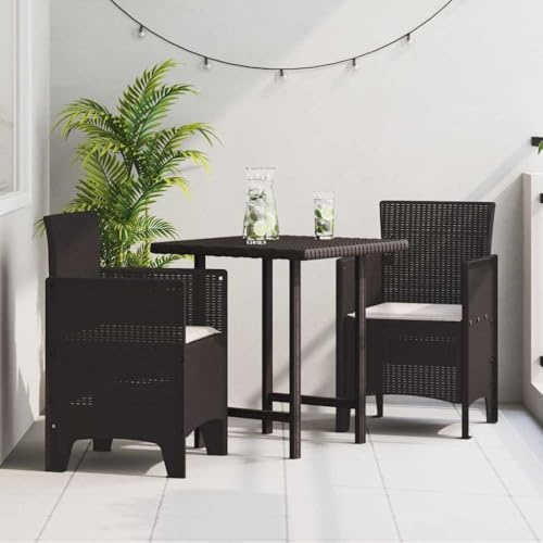 Holamys Gartenstuhl 2er Set Braun, 53x49x85 cm, PP Kunststoff Rattan-Optik, UV-beständig, wasserdicht, Bequeme Terrassenstühle für Garten, Balkon, Außenbereich