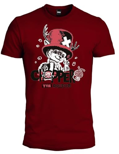 One Piece Chopper T Shirt - The Doctor Official Unisex T-Shirt. Regular Cotton T-Shirt for Adults and Boys, bordeaux, S