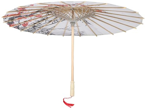 Ombrelle Japonaise en Papier Huilé, Soie et Bois, Décoration | Accessoire Photo Vintage, pour Mariage, Restaurant, Fêtes et Vitrines, Motif Classique Élégant