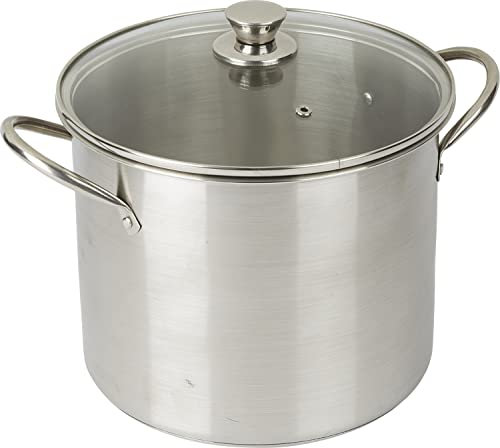 Good Cook 06179 Kitchen Basics Deluxe Suppentopf, Edelstahl, silberfarben Mit Glasdeckel 8 quart silber