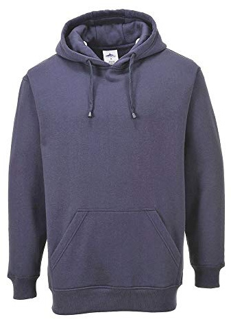 Portwest B302 Roma Hoodie Long Sleeve Machine Washable Hooded Ribbed Cuffs | Navy, 3X Large, UPF 50+, Loose Fit, Fully Elasticated Waistband, Secure Storage, Kangaroo Pocket, Knitted Fabric, Workwear