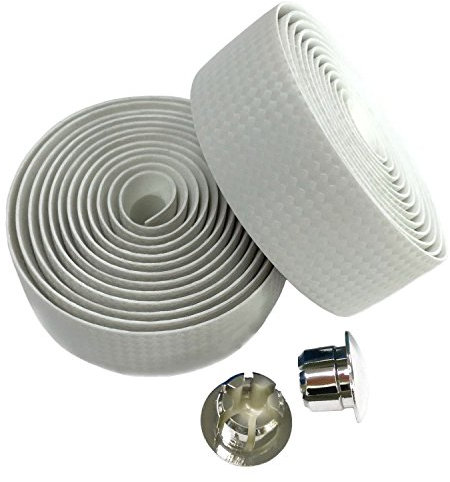 Fahrradlenker-Band aus PU-Leder, Karbonfaser-Design mit Stopfen, 1 Paar, weiß