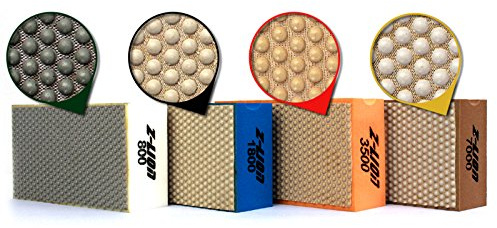Z-Lion Resin Diamond Hand Sanding Pads for Stone Glass Ceramic Marble Granite,Set of 4 Pcs