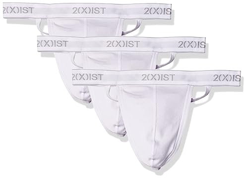 2 (X) IST Lot de 3 String en Coton Essentiel pour Homme - Blanc - Small
