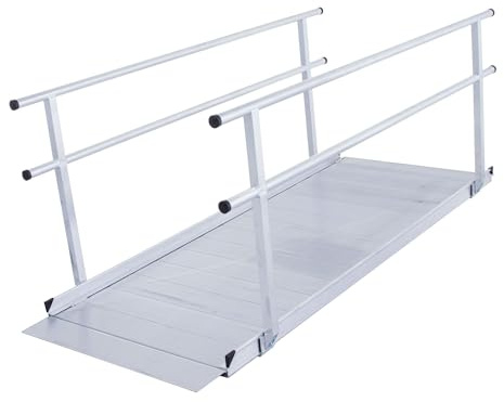 5' Wheelchair Ramp for Home Steps, 850 lb, Handrails, 36 W, Silver Spring