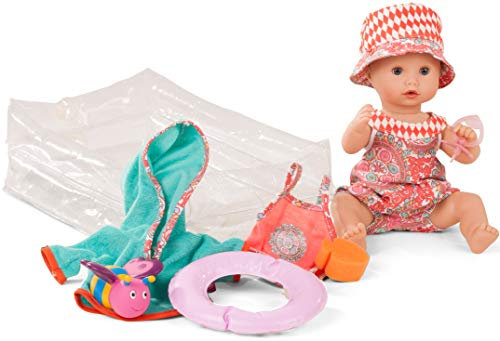 Götz 1853137 Sleepy Aquini Mädchen Puppe - Vintage - 33 cm große Badepuppe mit blauen Schlafaugen, ohne Haare in 10-teiligem Set