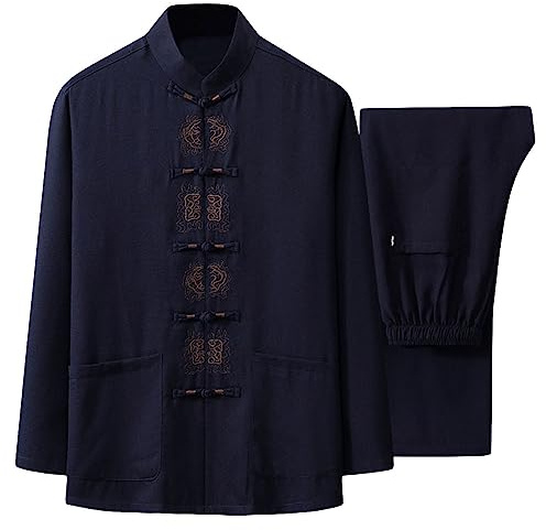 G-LIKE Traditional Chinese Arts Tai Chi Kung Fu Linen 2-Piece Suit | Classic Stand Collar Design Loose Fit for Easy Movement Wing Chun Shaolin Suit Comfortable Fit Martial Arts Uniform