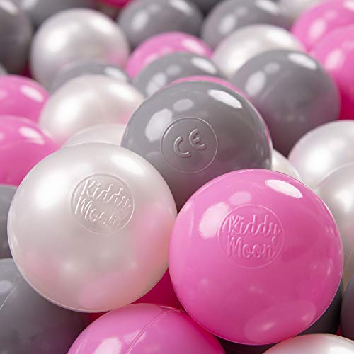 KiddyMoon 100 Bolas/7Cm Bolas Colores De Plástico para Piscina para Niños, Perla/Gris/Rosa