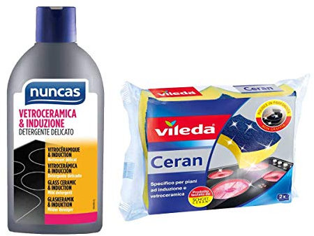 Vileda Set Pulizia per Piani ad Induzione e Vetroceramica, nuncas detergente Delicato Ceran Spugna Confezione da 2 Pezzi