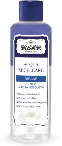 Acqua alle Rose Micellare Bifase, Make-up-Reinigungsmittel mit Rosenöl, natürliche Inhaltsstoffe, Make-up-Entferner und Reinigungsmittel, ideal für Make-up, 200 g