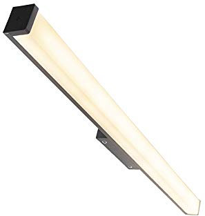 Qazqa Badezimmer led Modern Bild Beleuchtung - Cascada - Schwarz, Rechteckig, inkl. 18W integrierter LED, 3000K, warmweiß, 92cm, IP44, Ideal als Bürolampe, Badezimmerlampe und