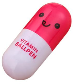 Kugelschreiber, Vitamin-Pille, neuartiger Kugelschreiber, Größe 12 x 2,4 cm, Geschenkstift, mehrfarbig