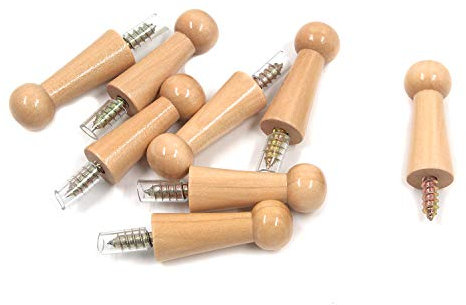 Tulead 8PCS Wooden Coat Hooks Shaker Pegs Screw-on Clothes Hanging Hook Towel Belt Jewelry Hanger Hooks 18x50mm