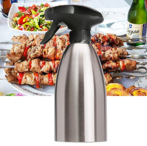 MKNZOME Ölsprüh Flasche, Edelstahl Nachfüllbare Olivenöl Sprühgerät Grillen Öl- und Essig Spender Flasche Kochöl Pumpe 500ml für die Küche Kochen BBQ Salat Pasta Backen Braten Braten