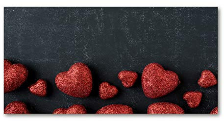 Tulup Spritzschutz Glas Küche 140x70 cm Küchenrückwand Glassplatte Küche Herd Küchenrückwand aus Echtglas Abdeckplatte - Sonstige - Rot - Herzen an Tafel