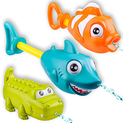 3 Pistolet à Eau avec Personnage Animal, Pistolet à Eau pour Enfants et Jeunes Enfants, Piscine d'été, Plage, Sable, activité Aquatique en Plein air, Jeux de Combat
