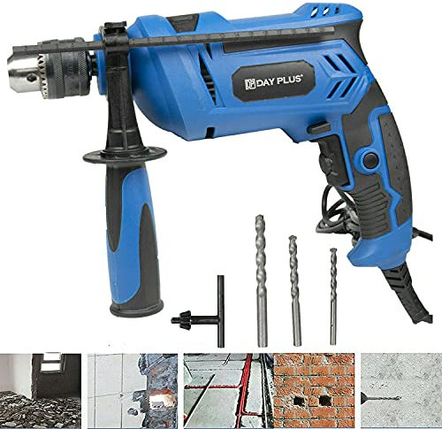 Impact Hammer Drill 850W 3000 RPM Hand Electric Drill with 360° Rotating Handle, Hammer and Drill 2 Mode in 1, with Depth Gauge, Impact Drill for Drilling Steel Masonry Concrete Wood
