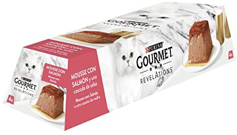 Gourmet Purina Revelations Mousse mit Sauce, Nassfutter für Katzen, Lachs, 6 Packungen mit 4 Pyramiden, 57 g - 24 Stück