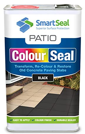 Patio ColourSeal - Colour & Restore Old Concrete Paving Slabs, Durable Paint & Sealer - Easy to Apply, Patio Paint & Protective Sealer (Black - 5 L)