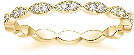 Zakk Eternity Ring Damen Vorsteckring Rosegold Silber Schmal Ewigkeitsringe Zirkonia Oval Milgrain Verlobungsringe Eheringe (Gelbgold,49 (15.6))