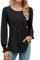 Rapbin Women Long Sleeve Tops Puff Pleated Tunic Shirt Loose T-Shirt O Neck Blouses Casual Pleated Longine Shirts for Ladies Black L