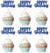 Gyufise 24Pcs Happy Birthday Cupcake Toppers Glitter Birthday Cupcake Food Picks for Celebrating Happy Birthday Theme Party Cake Decorations Supplies Deep Blue