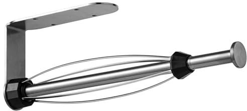 YUET Küchenrollenhalter mit Dämpfungseffekt Silber, Einhandbedienung ohne Bohren, Schrank Edelstahl Papierrollenhalter Hängend Stark Selbstklebend oder schraubben für Küche und Badezimmer