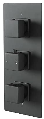 MILANO 2 Outlet Triple Thermostatic Concealed Mixer Shower Valve Black