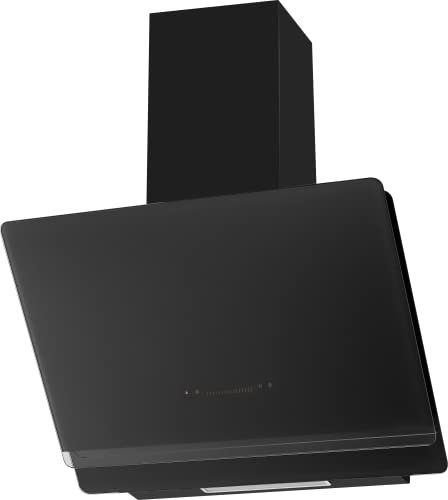 Amica KHF 665 605 S Kaminhaube / 96,0-144,0 cm (H) x 60,0 cm (B) x 43,4 cm (T) / Schwarzer Glasschirm/Abluft- /Umluftbetrieb/Touchslider/LED Display Rot/BLDC-Motor / 10 Leistungsstufen