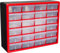 Akro-Mils 10124 Kunststoffteile mit 24 Schubladen, 50,8 cm B x 15,2 cm T x 40,6 cm H, rot