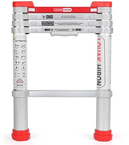 Teleskopleiter 1,5 m für Zuhause, Aluminium ausziehbar klappbar Wohnmobil Dachbodenleiter 150 kg Kapazität