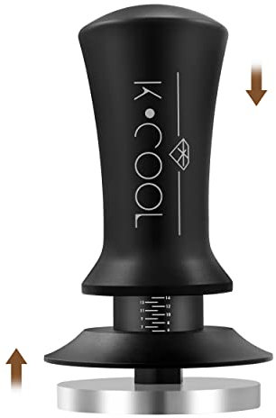 K COOL 58mm Espresso Tamper, Premium Barista Tools Coffee Tamper with Spring Loaded, Stainless Steel Base Tamper Compatible with Espresso Machine Rancilio, Gaggia Bottomless Portafilter (58mm, Black)