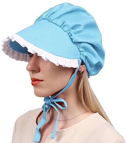 C-ZOFEK Damen Kolonialmütze Mittelalter Motorhaube Hut für Weihnachten Cosplay Kopfbedeckung, Blau, Einheitsgröße