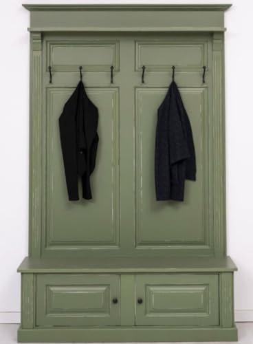 Casa Padrino Landhausstil Massivholz Garderobenschrank Antik Grün 140 x 41 x H. 210 cm - Wand Garderobe - Flur Schrank - Flurmöbel - Garderobenmöbel - Landhausstil Möbel