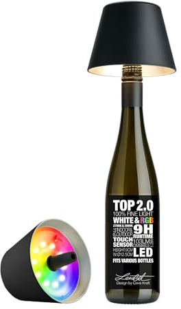 Sompex Top 2.0 RGB LED Akkuleuchte & Flaschenaufsatz schwarz