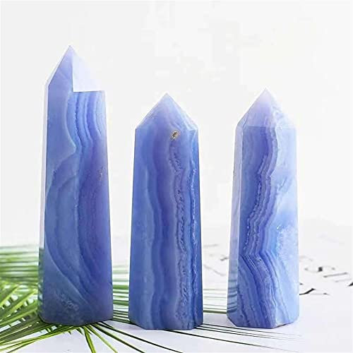 FLOAPA Natursteine 1 Stück natürliche Blaue Spitze Achat Druzy Turm Kristalle Steine Spitze 55 mm-90 mm Natursteine (Size : 1PC 81mm-85mm)