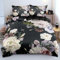 DXHOME Bettwäsche Floral 135x200 4teilig Weiß Beige Bunt Schwarz Vintage Blumenmuster Wendebettwäsche Atmungsaktiv Weiche Mikrofaser Bettbezüge mit Reißverschluss und 2 Kissenbezügen 80×80 cm
