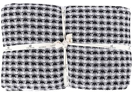 Tuiste Premium Tagesdecke Doppelte XXL 250x265 Schwarz, Leichte Sommerdecke Waffeloptik, Bettüberwurf, Plaid Decke für Sofa, Sofadecke Baumwolle, Couchdecke, überdecke Bett, überwurf