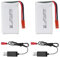2PCS 3.7V 1200mAh 25C Batterie Lipo avec Ligne de Charge USB et Prise JST pour MJX T04 T05 T25 V2400HD V2450FPV V2450GPS X900 X9TW Batterie pour Drone RC