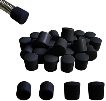 20 PCS Door Stop Caps, Door Stopper Tips Caps, 0.39 Inch Door Stopper Replacement Rubber Tips (Black)