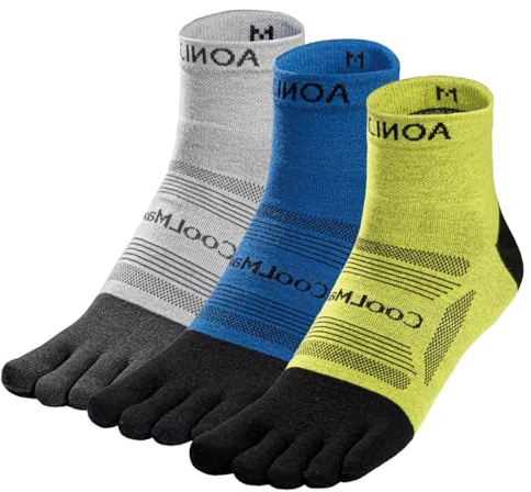 TRIWONDER 3 Pairs Toe Socks Five Finger Socks Running Socks Breathable Sport Sock Mini Crew Socks (Quarter, S)