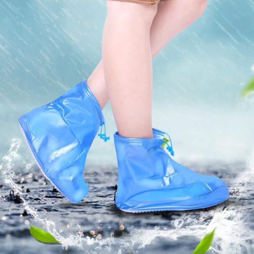 Impermeabile Copriscarpe,2 PCS Copriscarpe per Pioggia Copriscarpe Riutilizzabili Antiscivolo Copriscarpe Pieghevole Silicone con Zip per Uomini Donne Blu XXL 43-44