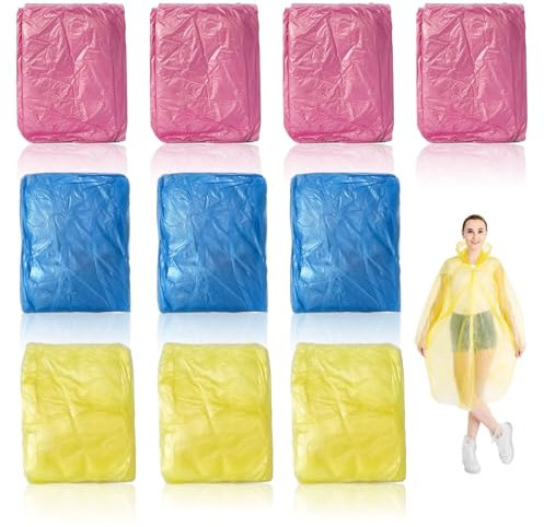 UILYNIU 10 Pack Poncho de Pluie Jetable Poncho Pluie Imperméable Femme Homme Adulte Enfants Cape de Pluie Poncho Pluie Festival Poncho Portable pour Festivals Camping Extérieur (Couleur Aléatoire)