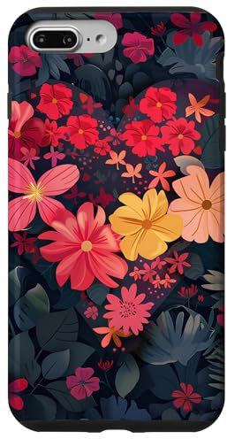 Hülle für iPhone 7 Plus/8 Plus Schöne Blumen mit Herz Natur Design