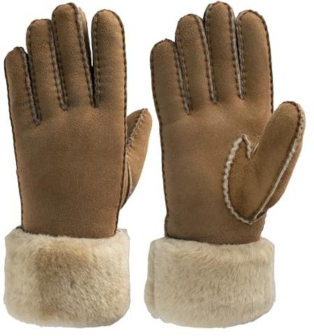 PEARLWOOD Damen Handschuh Emma aus Schaffell | Braun Größe S