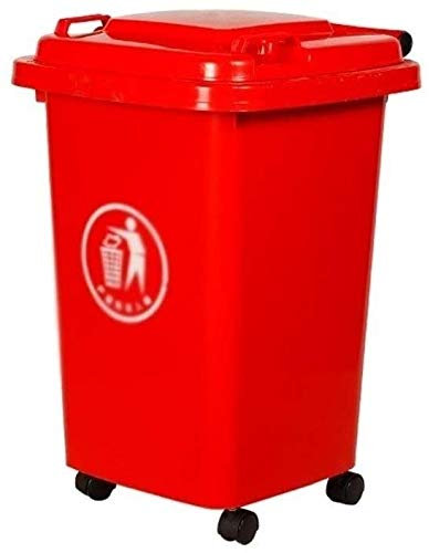 WYRMB Poubelle Poubelles ménagères Cuisine Restaurant à roulettes Facile à déplacer Commercial avec Couvercle Poubelle en Plastique ， Rouge-30L