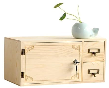 WiFi wireless router storage box creative solid wood storage box with lock desktop drawer type office storage box